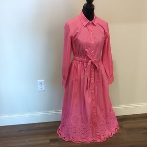 Elegant Pink Button-Up  Midi Dress